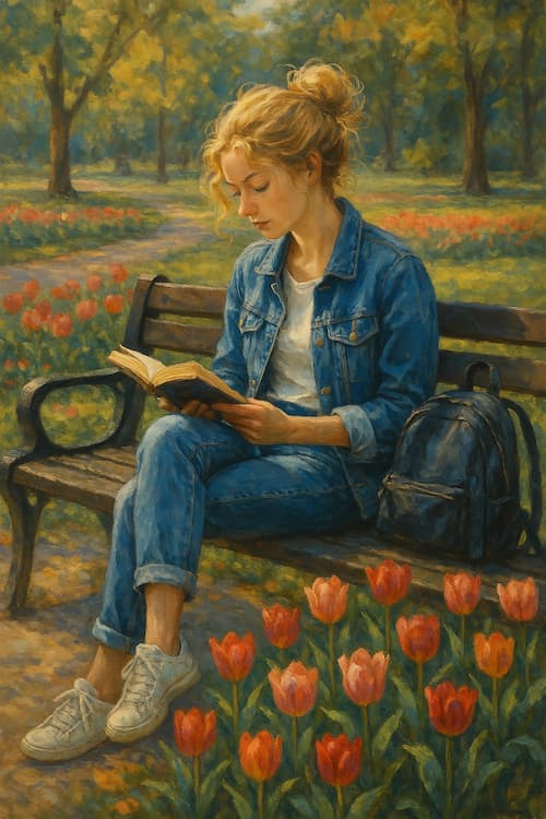 jeune femme qui lit dans un parc. La lecture, un moment Ă soit, un moment de bien etre